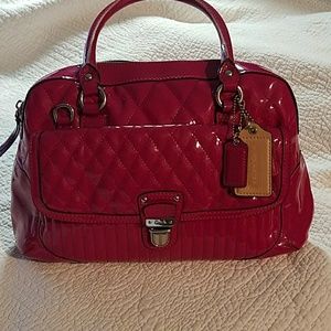 Coach satchel in fuschia patent leather